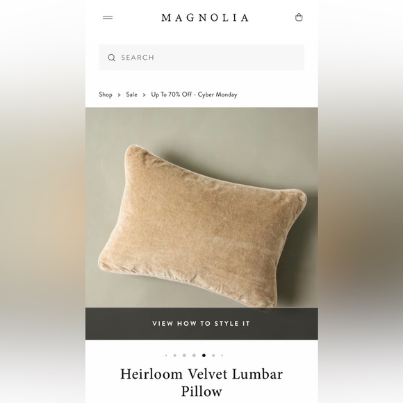 Magnolia velvet lumbar pillow in wheat color. 2 pillows has feather insert. - Picture 3 of 3